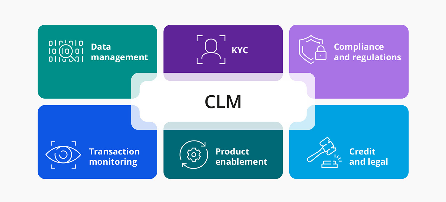 Chart shows the business, regulatory and operational areas covered by CLM